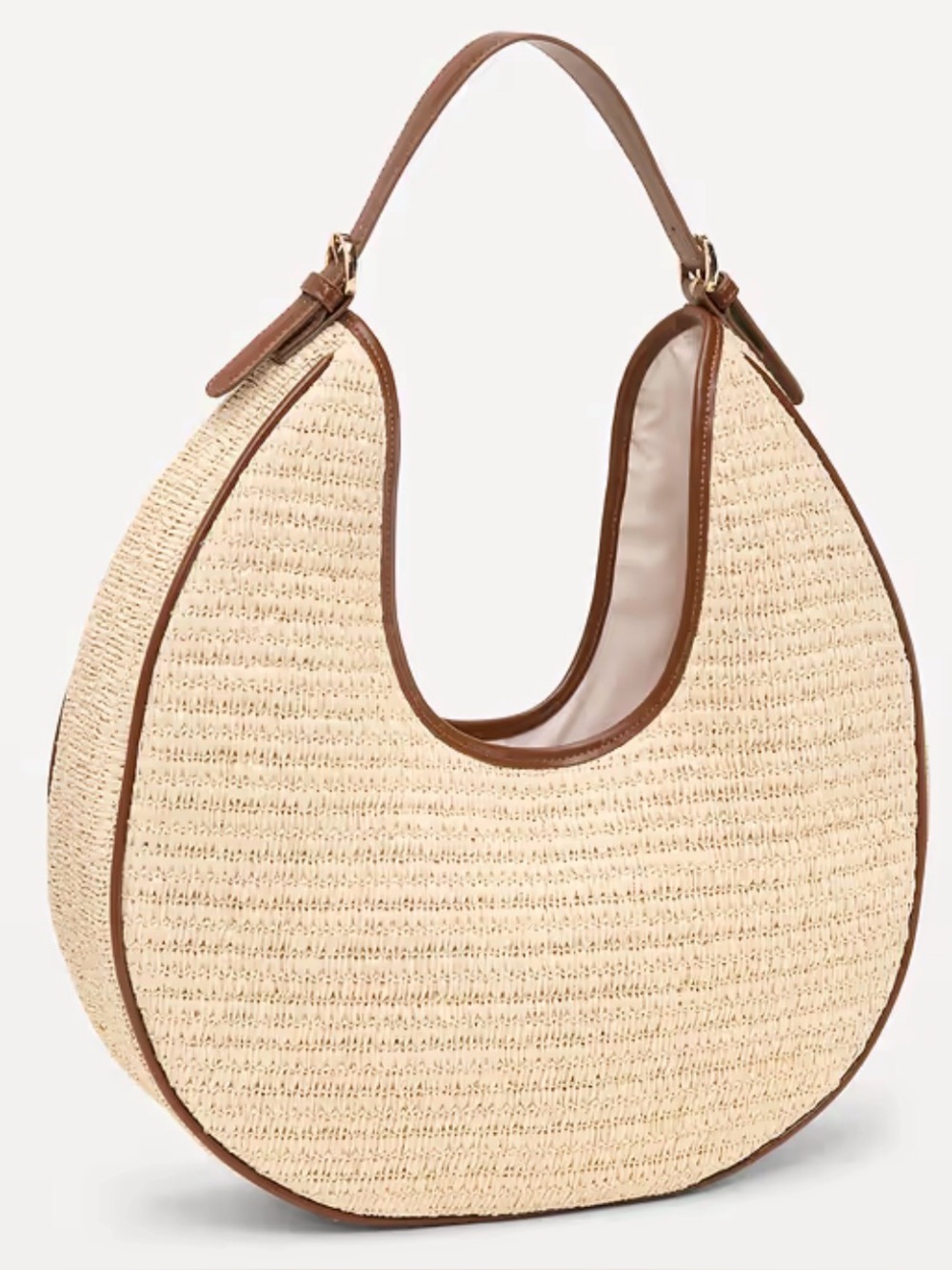 Old Navy Oversized Raffia Half Moon Shoulder Bag